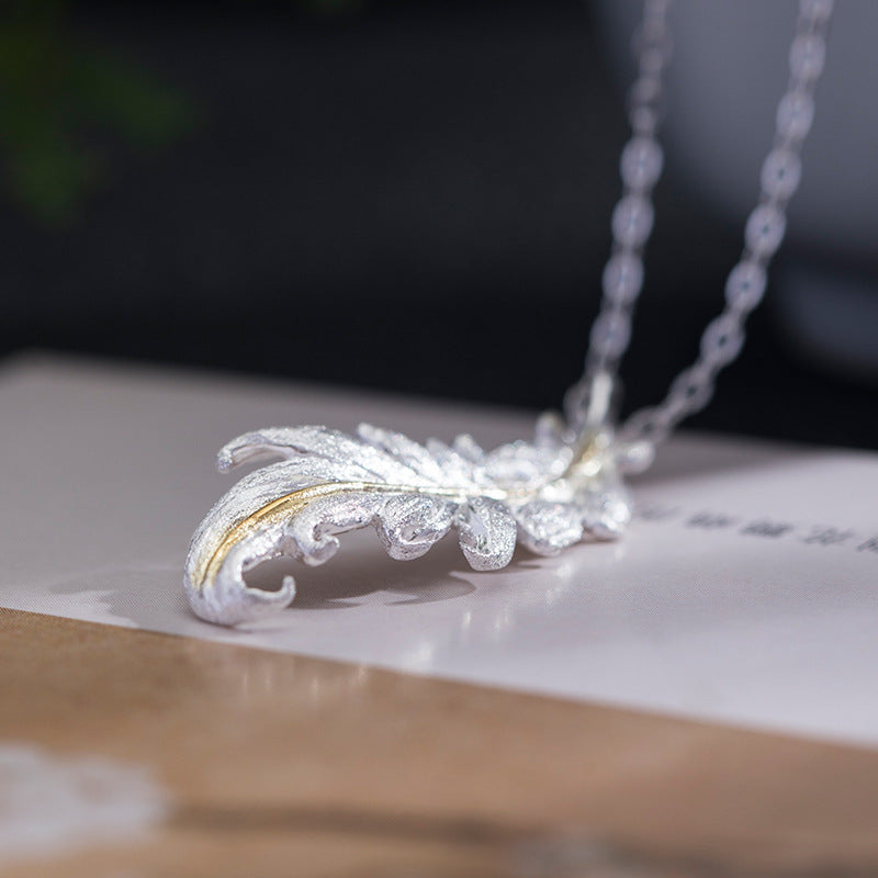 Collar De Plumas Frías Ins De Diseño Original De Plata S925