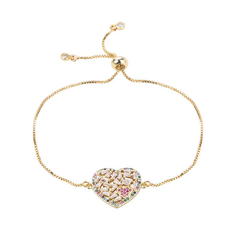 Bracelet en cuivre plaqué or pour femmes, Style Normcore, Micro incrusté de Zircon, cœur, papillon