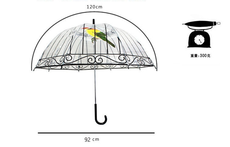 Cage parapluie transparent personnalisé à long manche épaississement poe Apollo parapluie en plastique transparent