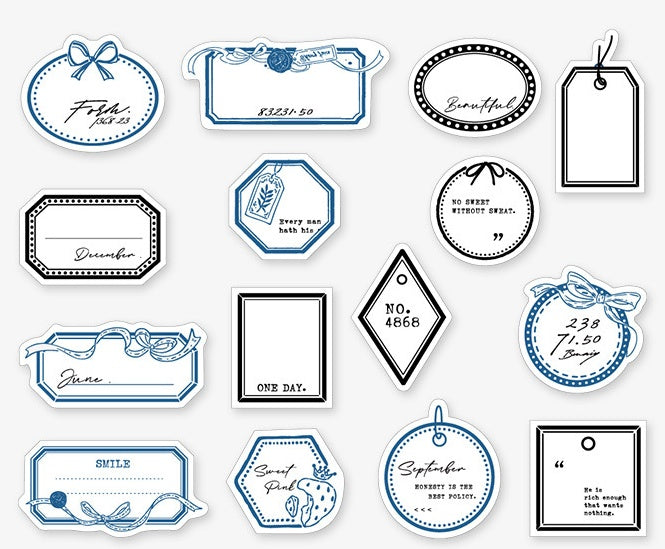 Mini Etiqueta Serie Retro Mano Cuenta DIY Decoración Papel Base 45 Hojas