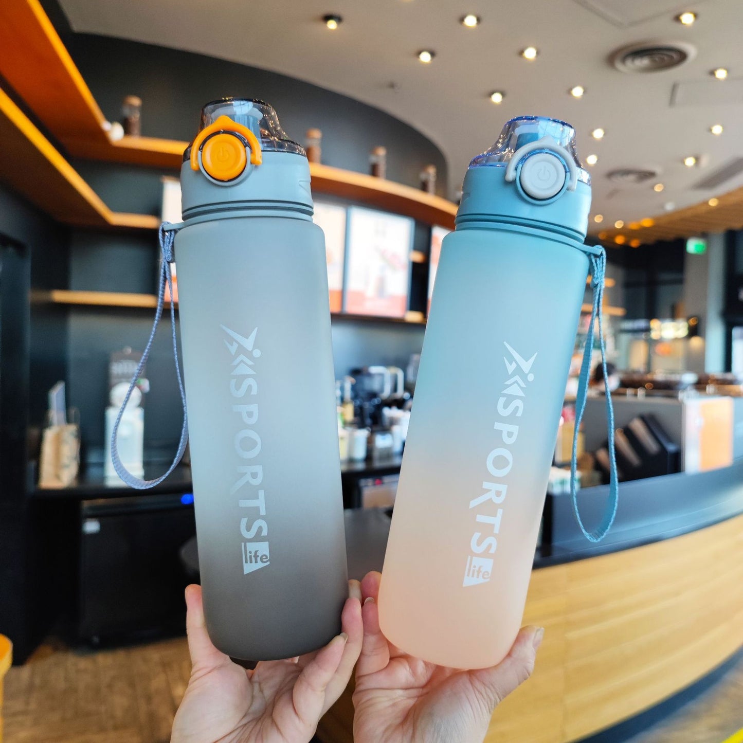 Tasse de fitness de sport de grande capacité 1L à dégradé arc-en-ciel