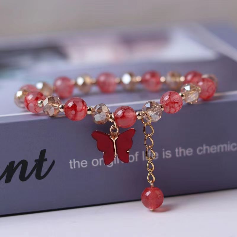 Nueva pulsera de mariposa de cristal fresco para niños