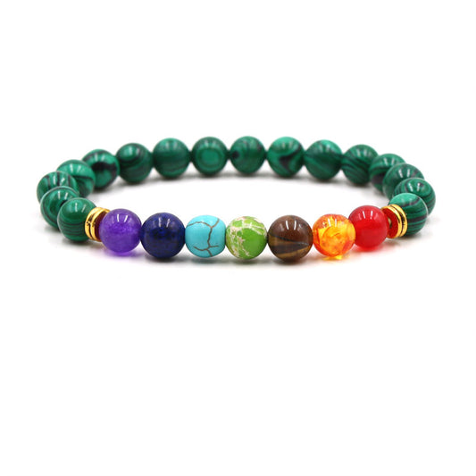 Bracelet chapelet coloré en pierre naturelle, Agate Malachite, énergie volcanique, 8mm