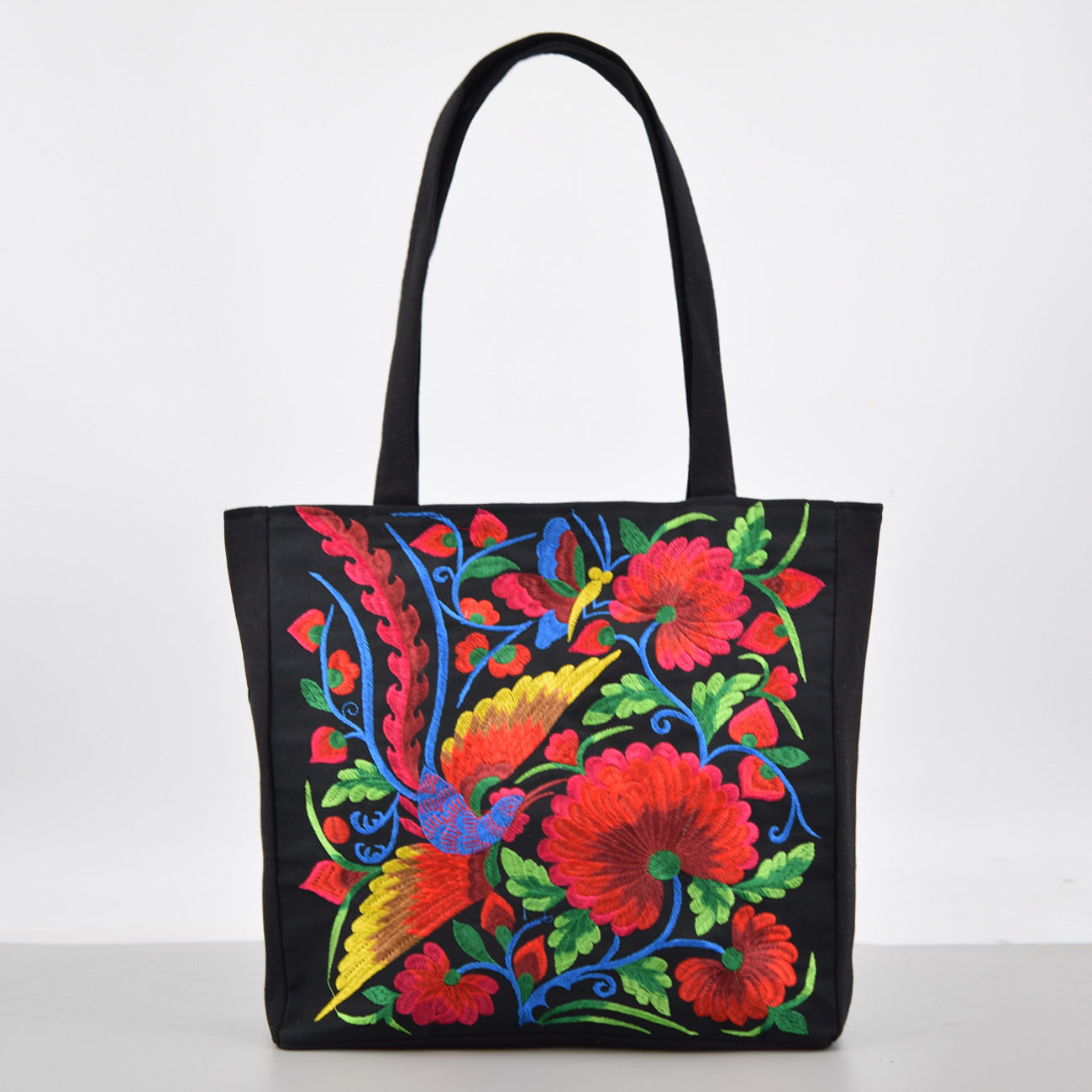 Sac à bandoulière brodé de style ethnique, sac de courses portable de grande capacité