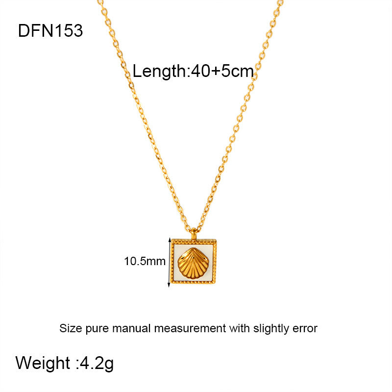 Collier pendentif géométrique en forme de cœur et de palmier en acier inoxydable en or 18 carats