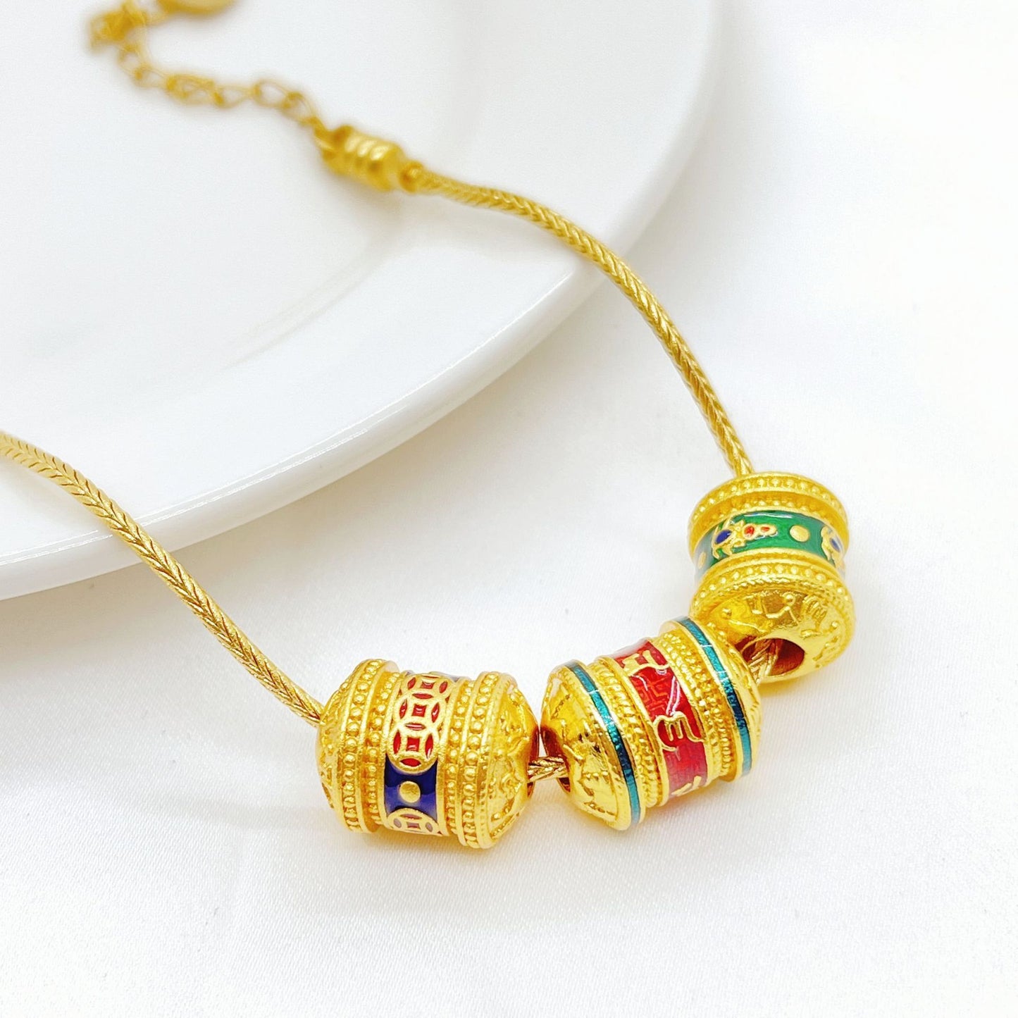 Bracelet en os de serpent en or alluvial de Style ancien, bricolage, perles, filetage