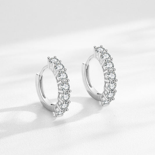 Boucles d'oreilles rondes en argent Sterling S925 avec diamants complets, mode européenne et américaine pour femmes