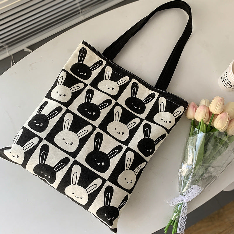 Mignon lapin nouveau sac en toile épaule femme grande capacité