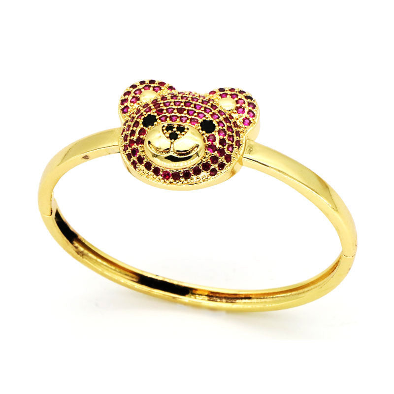 Temperament Inlaid Zircon Cute Bear Special-interest Design Animal Bracelet