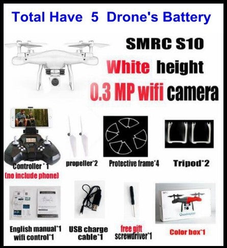 Promotion des ventes WiFi 2MP caméra avec S10 SMRC FPV quadrirotor Drone hélicoptère UAV Micro télécommande jouet RACER KIT avion