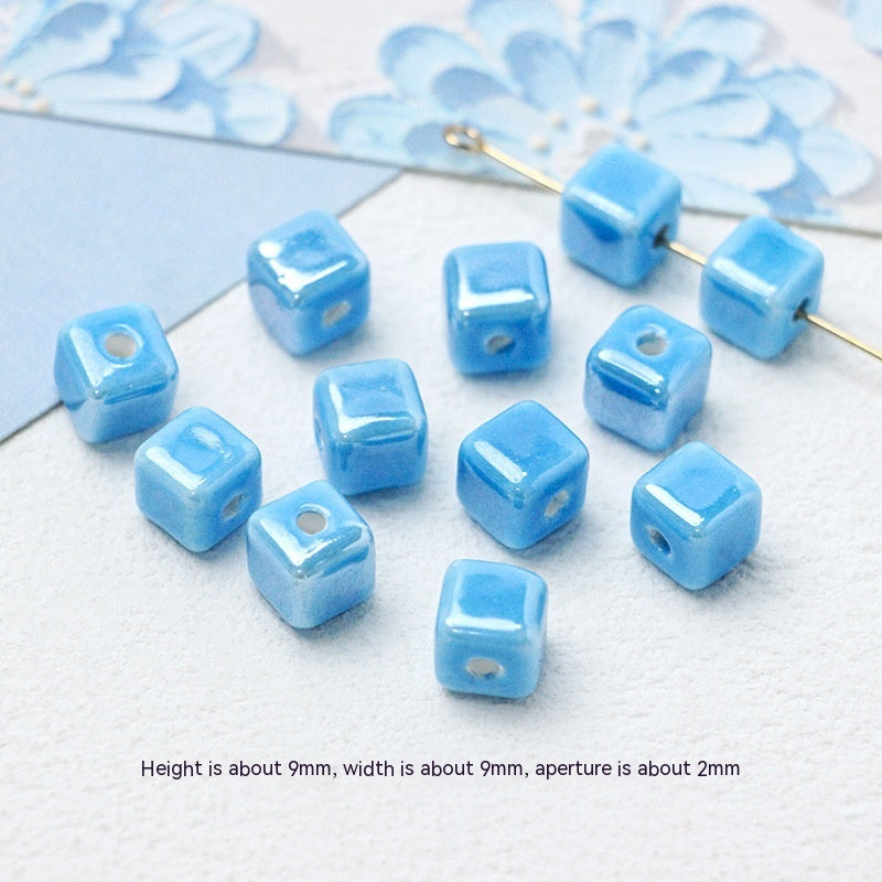 Série bleue en céramique japonaise dispersée, bricolage, collier de perles fait à la main, Bracelet, matériel de perles d'espacement