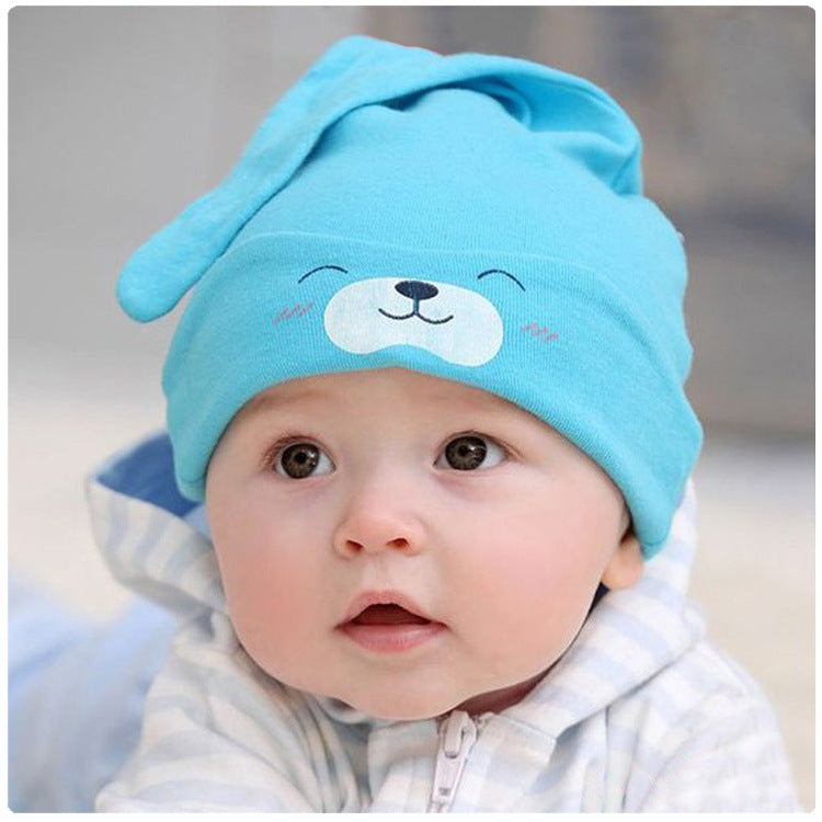 Gorro para dormir de algodón suave para bebé, nuevo gorro para niños, oso de dibujos animados