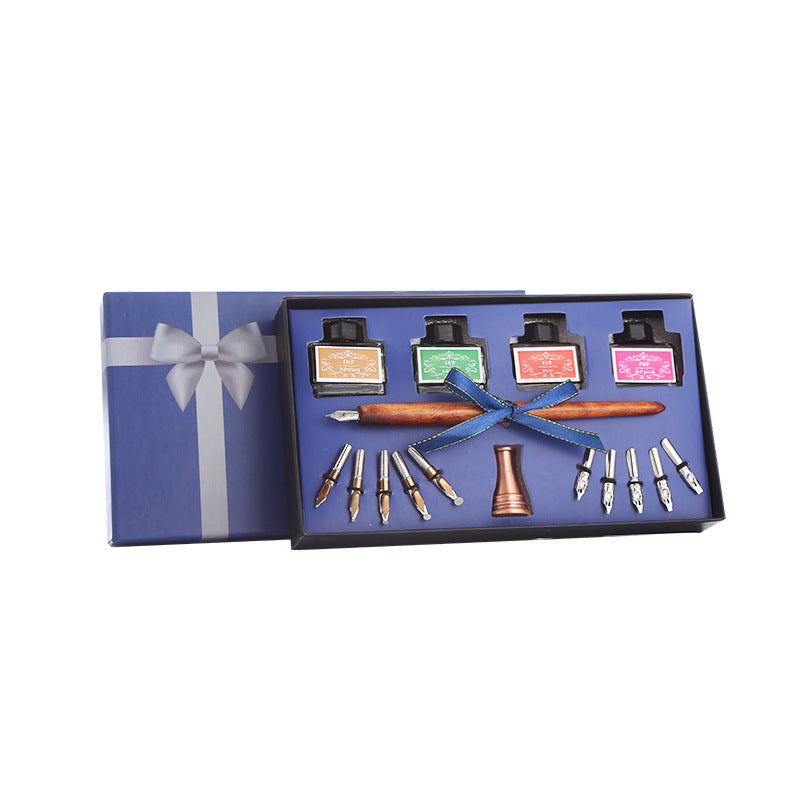 Pen and Ink Gift Box Wooden Dip Pen Set