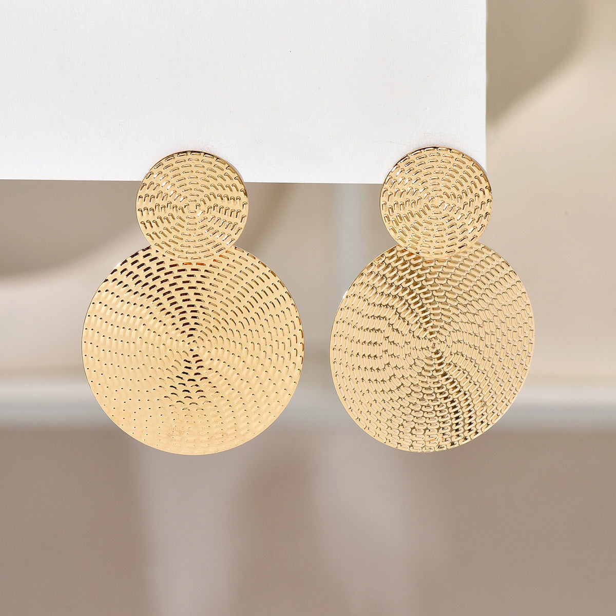 Fashion Exaggerated Design Metal Geometry Retro Round Temperament Earrings