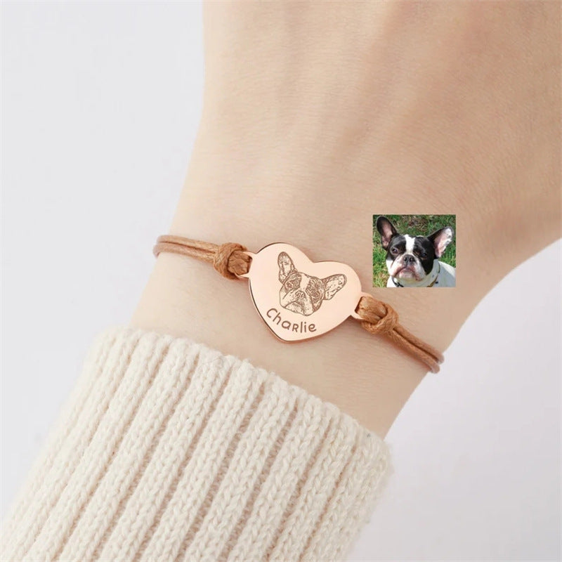 Bracelet commémoratif pour chiens et chats, corde tressée, taille réglable, personnalisé, DIY