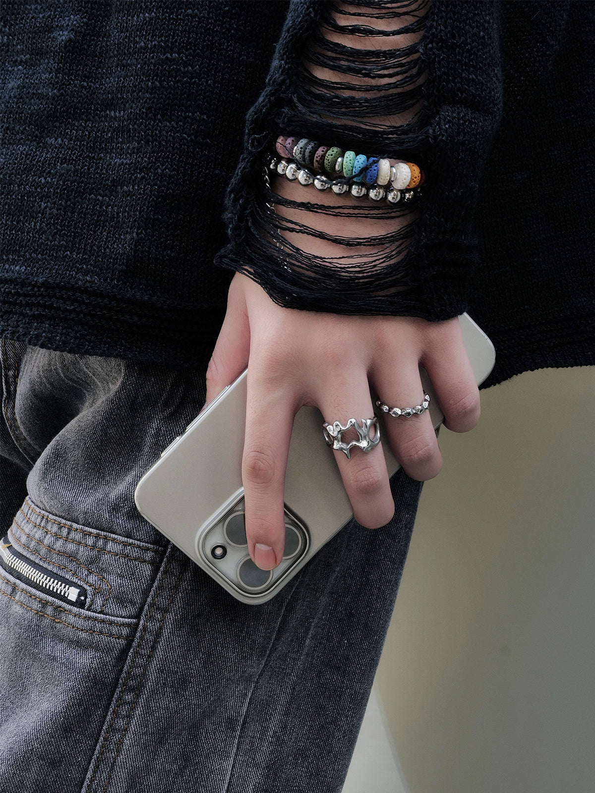 Liquid Wormhole Cold Wind Simple Bracelet Ring