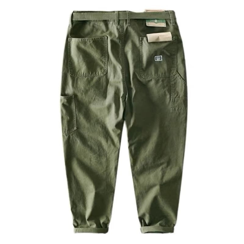 Autumn Men's Casual Washed Overalls Retro Loose Trousers