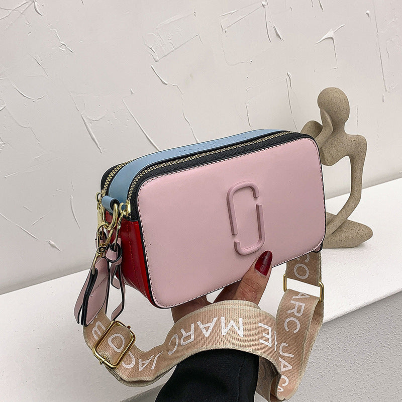 Bolso para cámara Retro Color de contraste minimalista pequeño cuadrado moderno bandolera de estilo occidental con un solo hombro