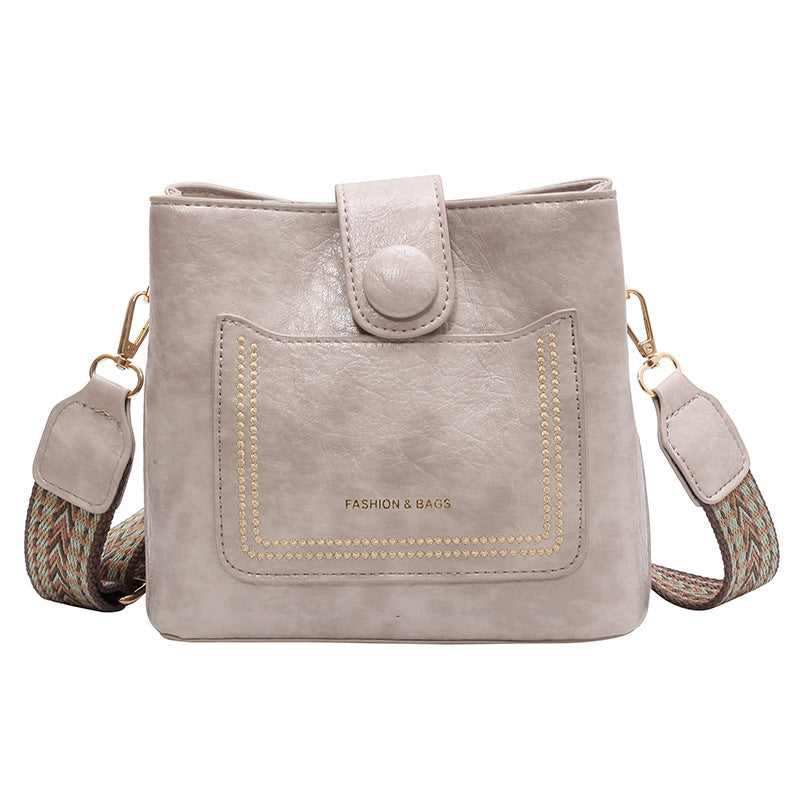 Sac messager à bandoulière avec ruban élargi de couleur rétro pour femmes