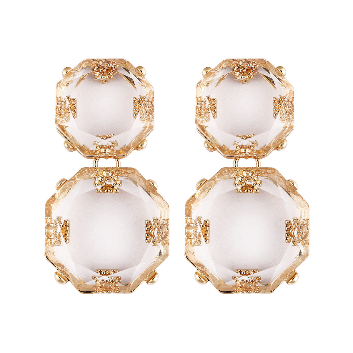 Boucles d'oreilles en résine transparente de style bohème d'été