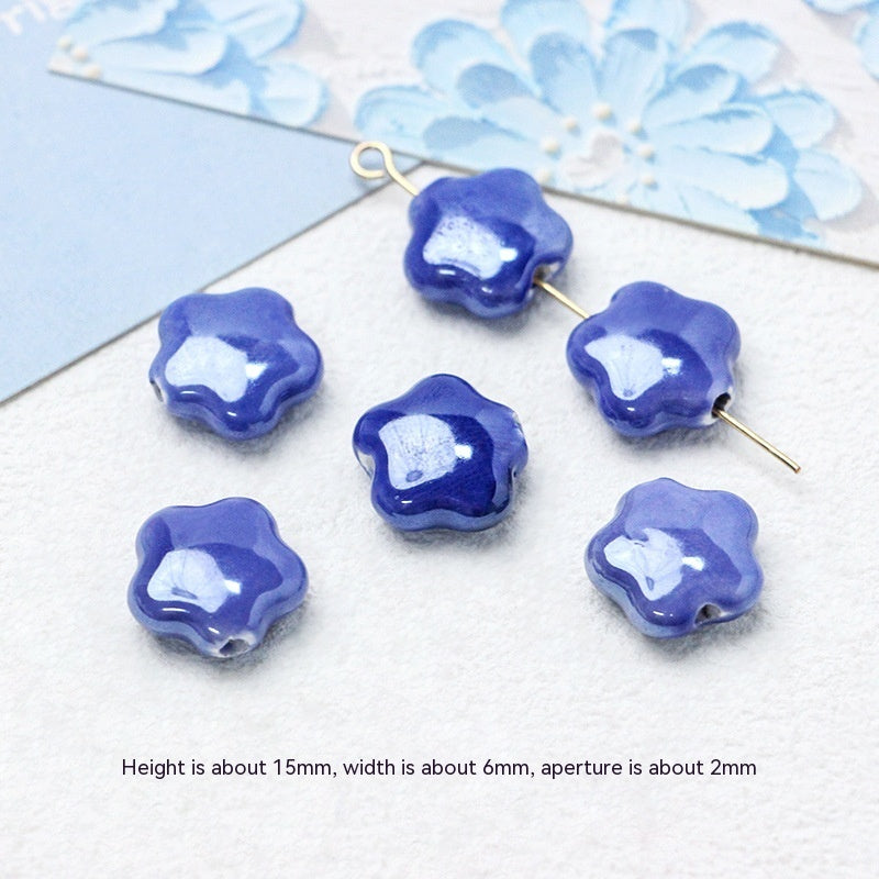 Série bleue en céramique japonaise dispersée, bricolage, collier de perles fait à la main, Bracelet, matériel de perles d'espacement