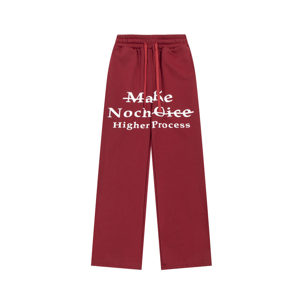 English Letter Floral Print Casual Pants