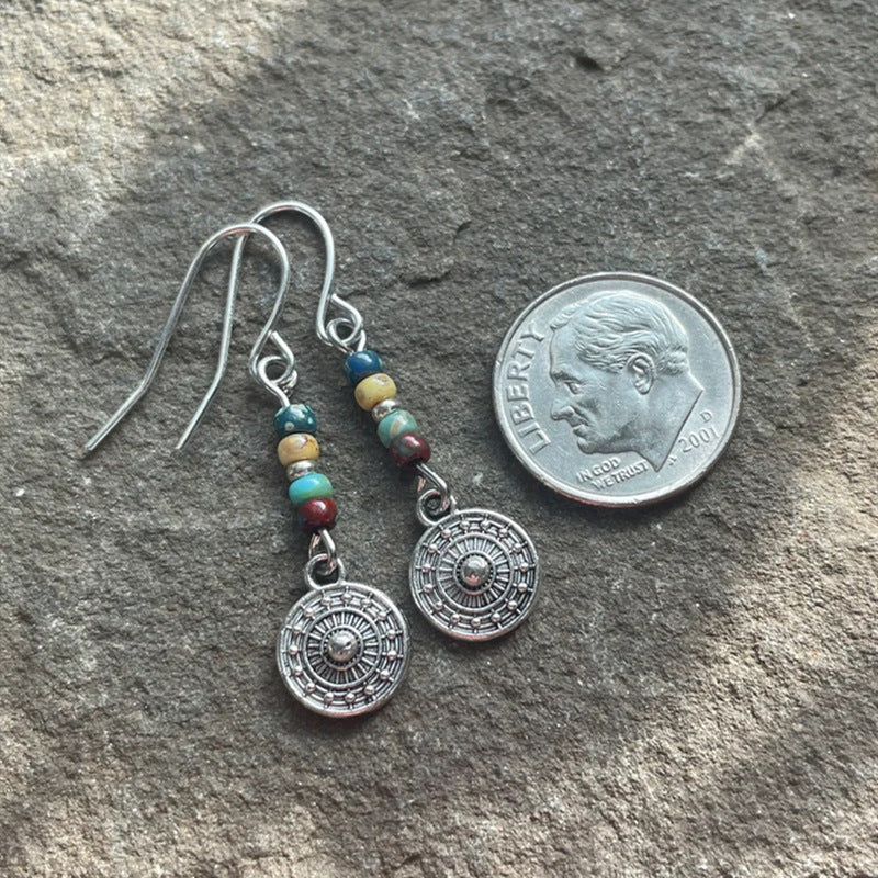 Bohemian Round Beaded Pendant Earrings Vintage