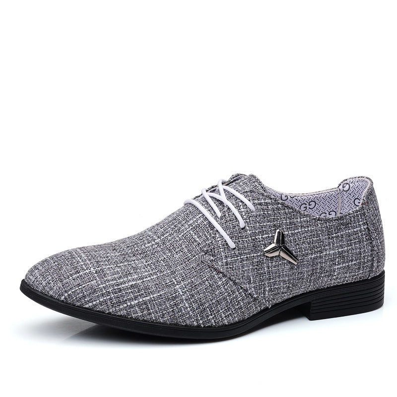 Chaussures en toile de lin pointues respirantes en tissu grande taille pour hommes