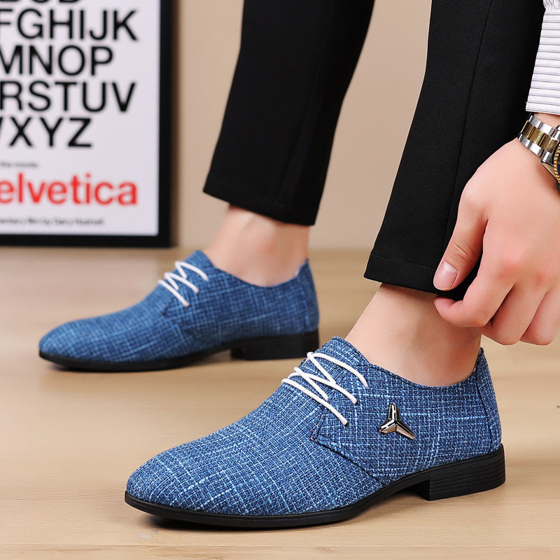 Chaussures en toile de lin pointues respirantes en tissu grande taille pour hommes