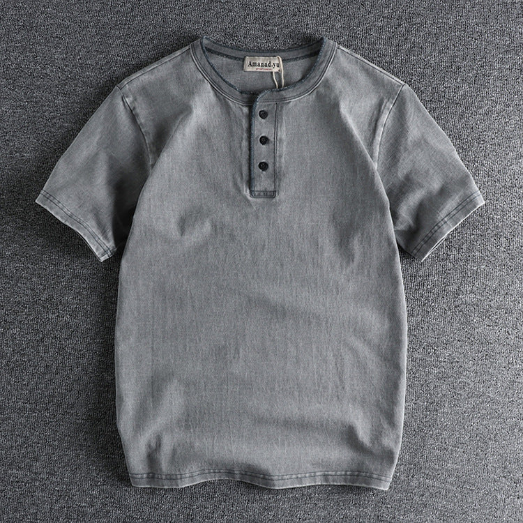 Men's Retro All Cotton Short Sleeve T-shirt