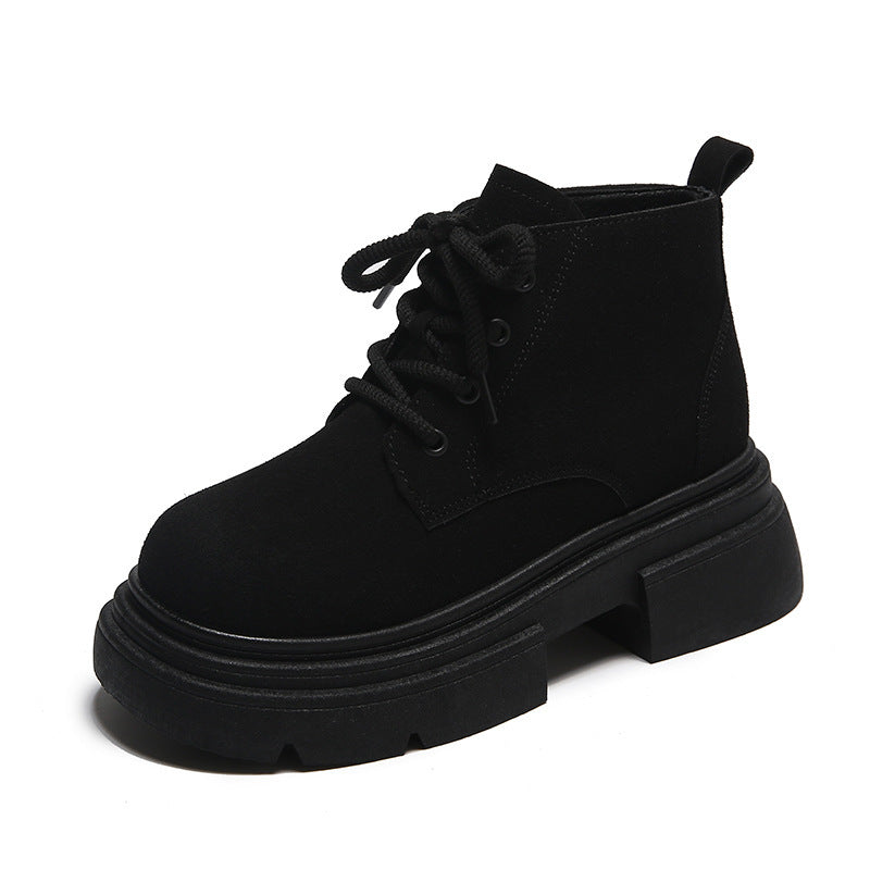 Bottines rétro mates à lacets pour femmes, semelles épaisses, tendance, Cool, Fan britannique