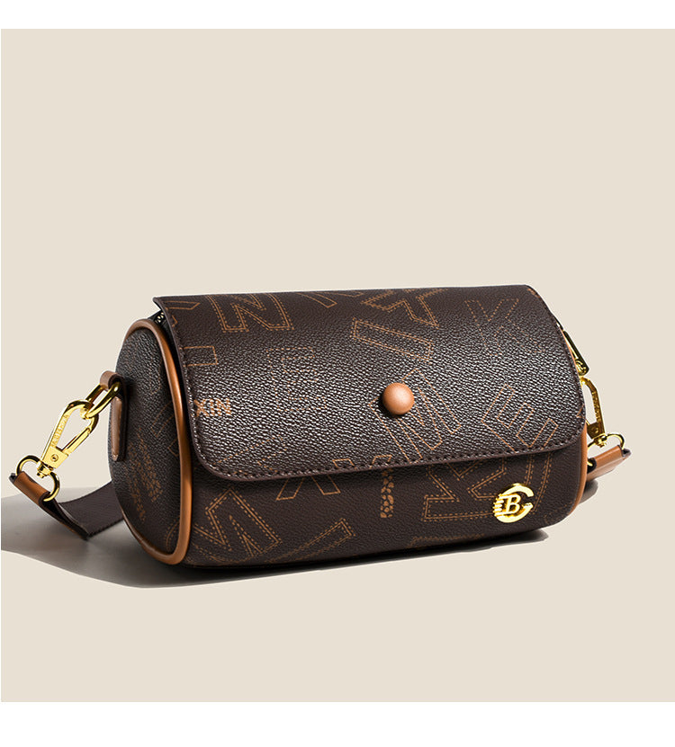 Bandolera de hombro con estampado retro para mujer, pequeña, de doble cara, a la moda, combina con todo