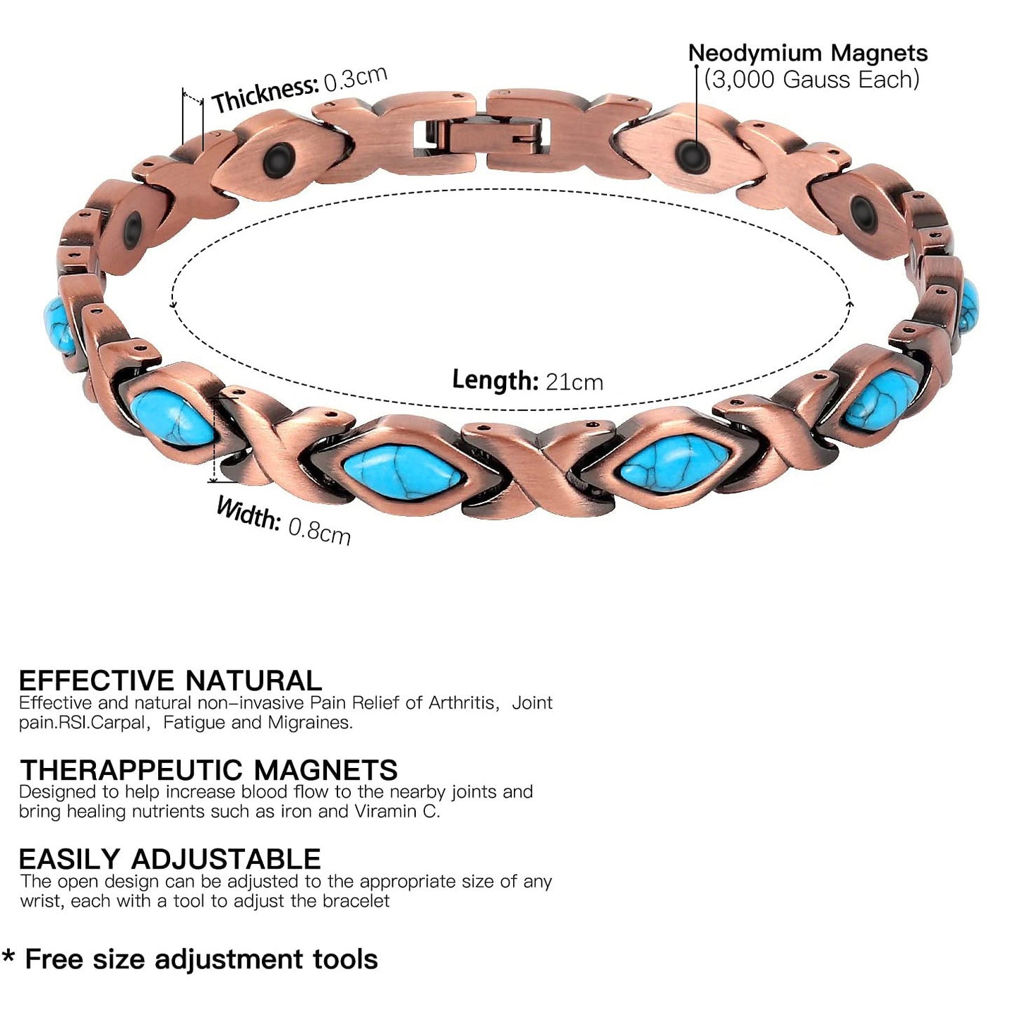 Retro Rhombus Turquoise Gauss Magnet Bracelet Creative Magnetic Bracelet