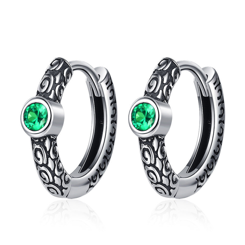 S925 Sterling Silver Tang Grass Pattern Vintage Earrings For Women