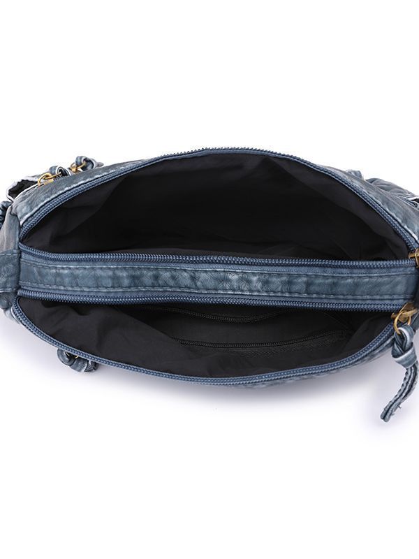 Sac messager à bandoulière tissé en cuir lavé rétro à la mode pour femmes