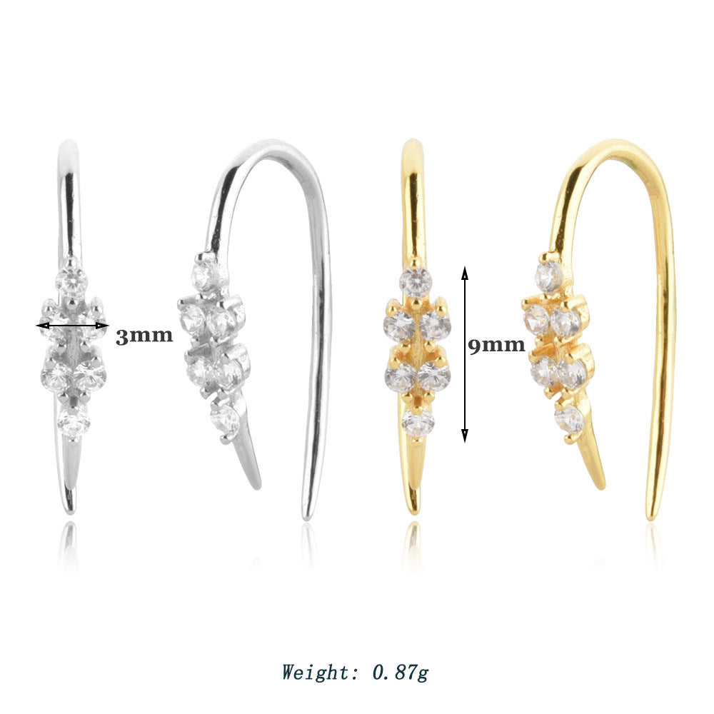 Boucles d'oreilles piercing en argent sterling S925 et zircon, clous d'oreilles