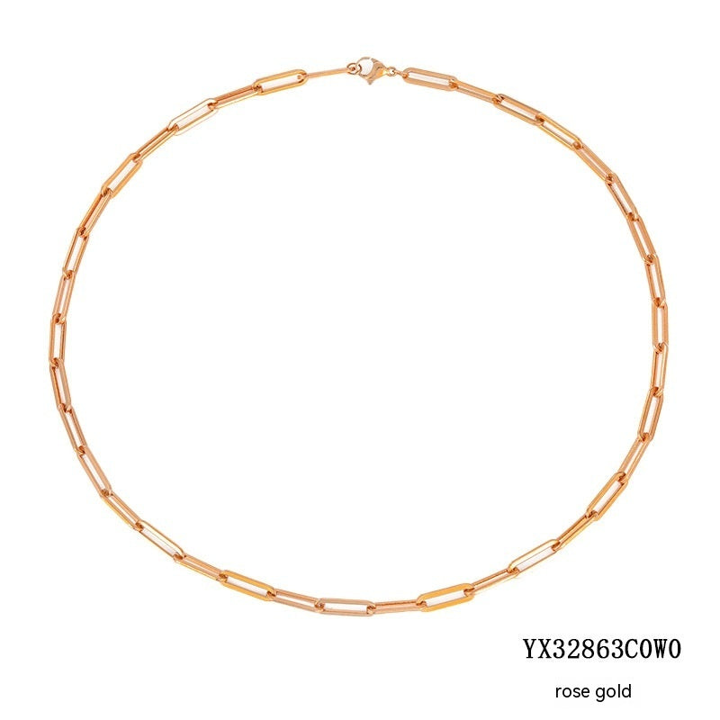 Collar chapado en oro con cruz minimalista de acero inoxidable para mujer