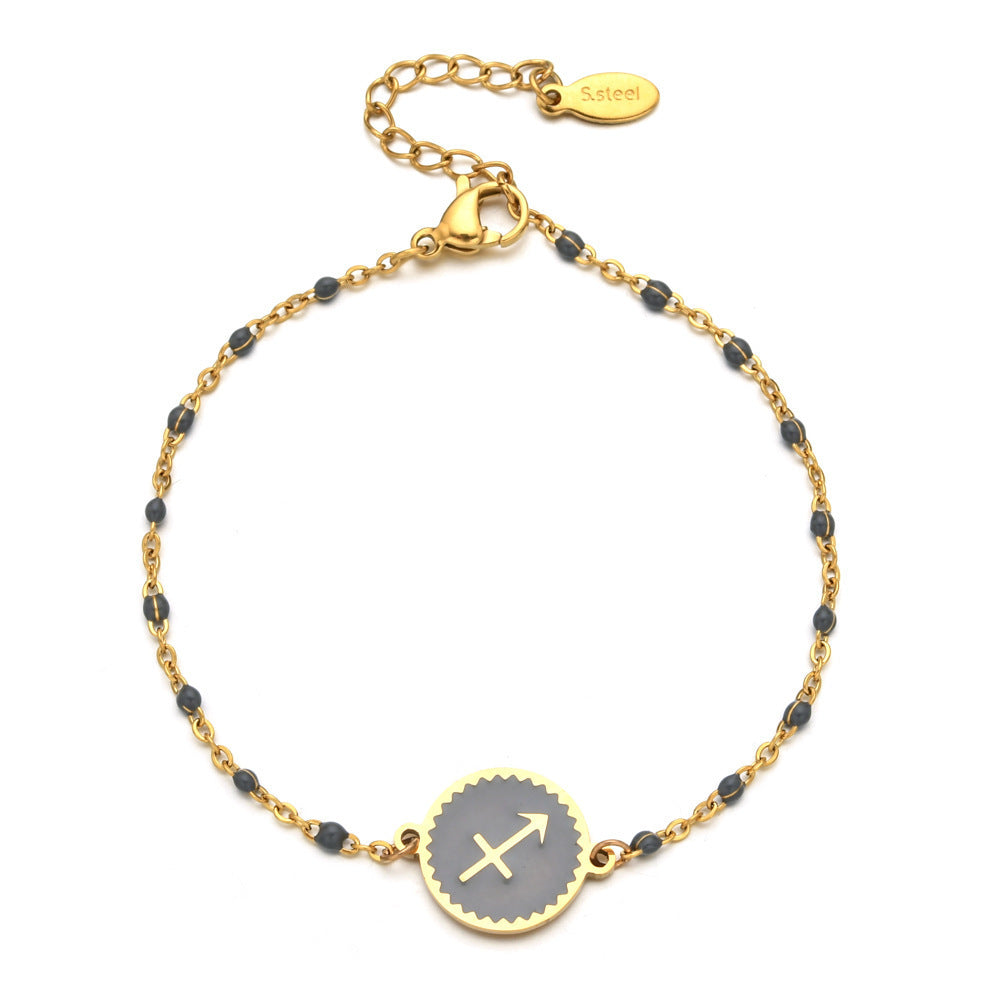 Stainless Steel Oil Dripping Bracelet Female Creative 12 Constellation Pattern