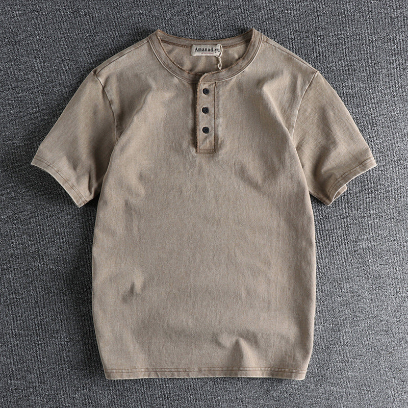 Men's Retro All Cotton Short Sleeve T-shirt
