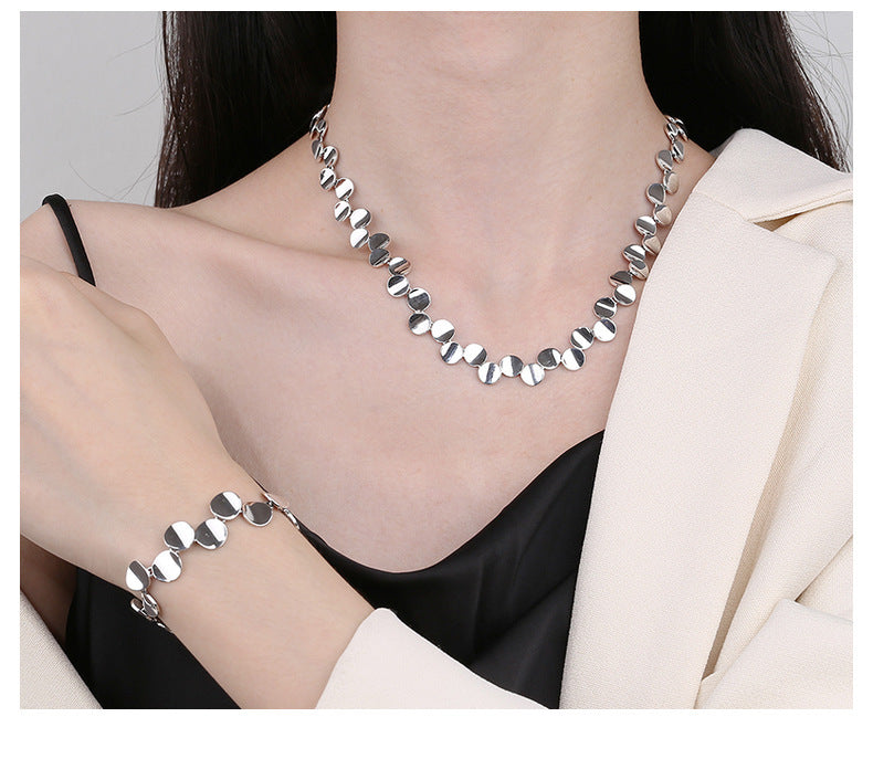 S925 Sterling Silver Vintage Distressed Creative Necklace Bracelet