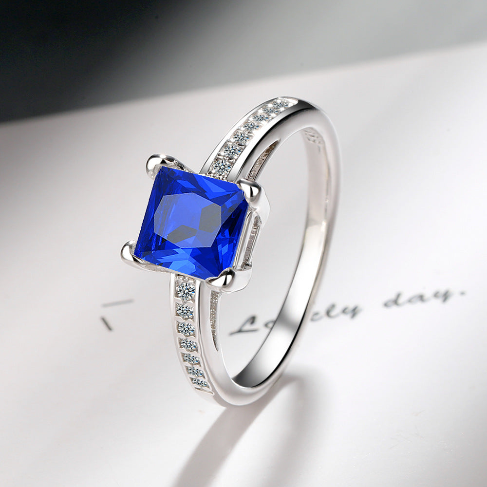 Bague de Bracelet transfrontalière de princesse en Zircon, strass carrés à quatre griffes