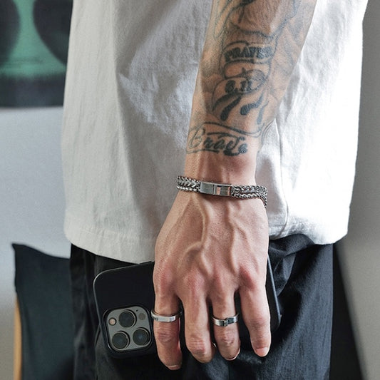Le bracelet en acier titane style Hip Hop minimaliste Normcore ne se décolore pas