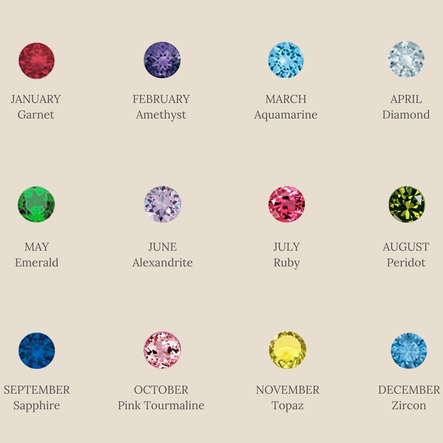 Color Zircon December Birthday Stone Ring Simple Bracelet