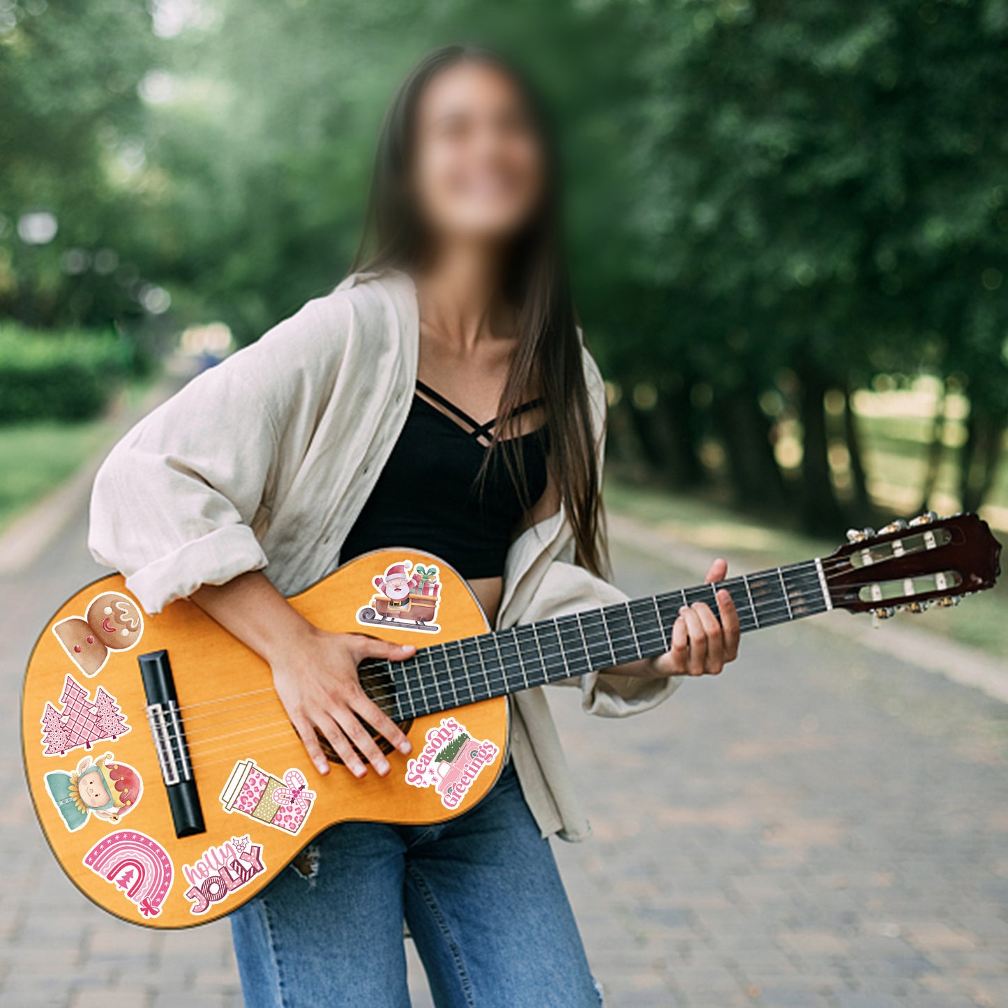 50 pegatinas decorativas navideñas bonitas para coche, teléfono móvil, ordenador, guitarra, portátil, pegatinas impermeables