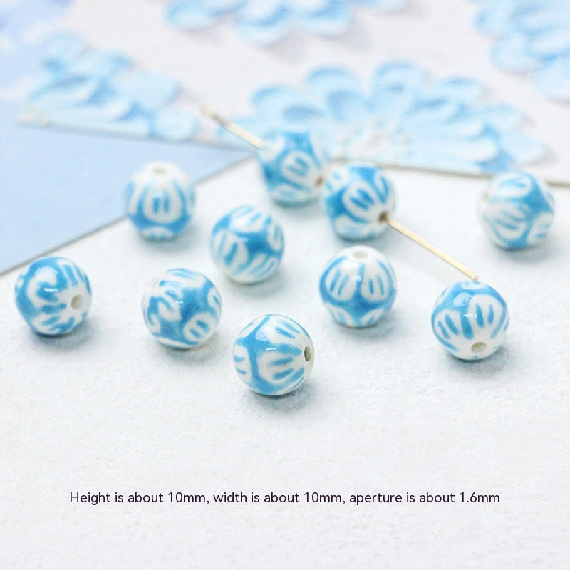 Série bleue en céramique japonaise dispersée, bricolage, collier de perles fait à la main, Bracelet, matériel de perles d'espacement