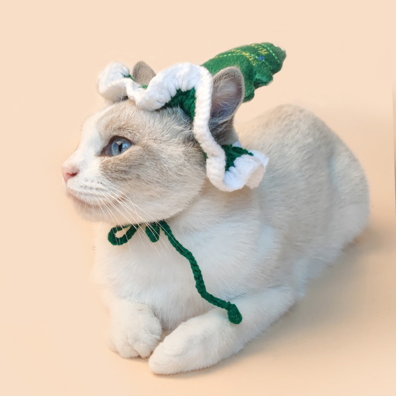 Couvre-tête d'arbre de noël pour animaux de compagnie, chapeaux crochetés tissés à la main pour chiens et chats, produits pour animaux de compagnie