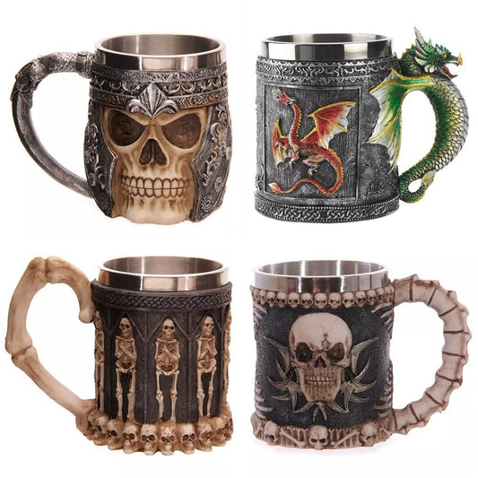 Tazas de café con calavera 3D de 400 ml