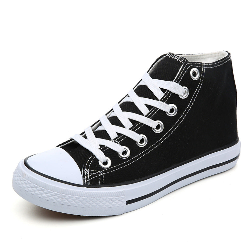 Chaussures montantes nouées en toile de couleur pure pour femmes