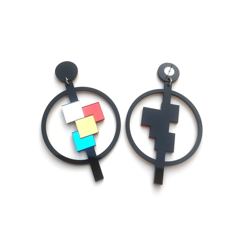 Round Color Mirror Acrylic Earrings