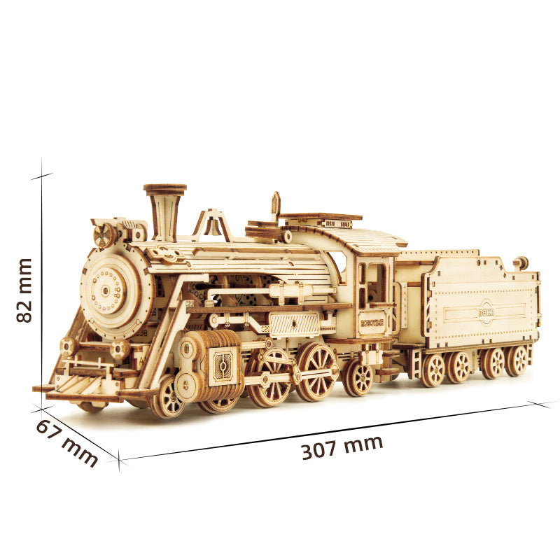 Rompecabezas de madera 3D, modelo de tren DIY, tren de juguete de madera, Kit de modelo de tren mecánico, modelo de ensamblaje, manualidades de decoración del hogar